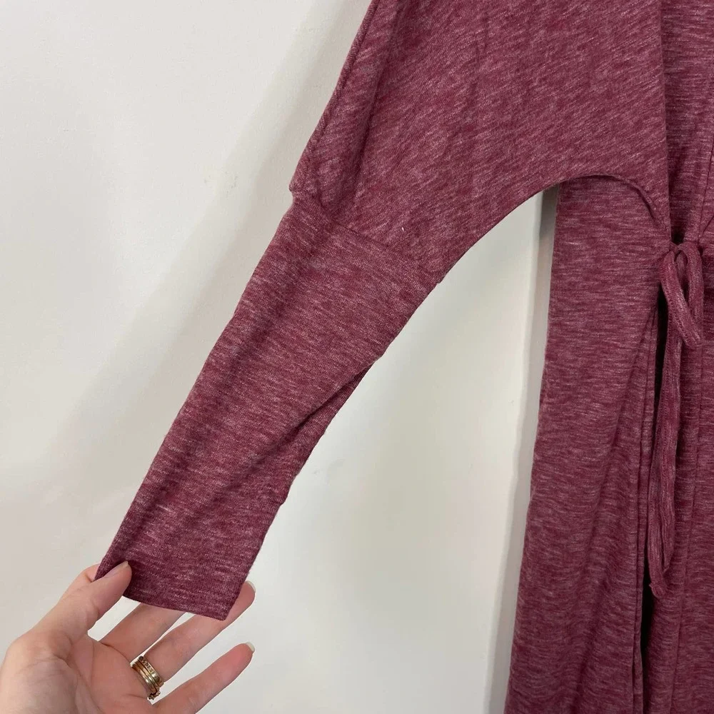 Caslon Red Syrah Heather Cozy Long Sleeve Knit Wrap Dress NWT Size L
